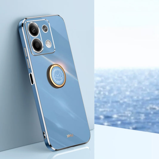 For Xiaomi Redmi Note 13 5G XINLI Straight Edge 6D Electroplate TPU Phone Case with Ring Holder(Celestial Blue) - Xiaomi Cases by XINLI | Online Shopping UK | buy2fix