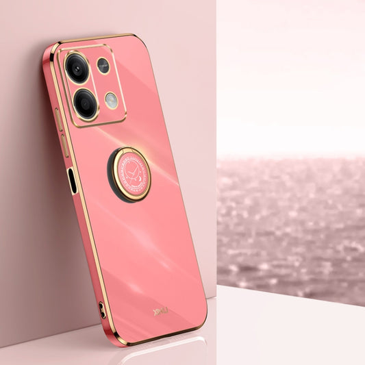 For Xiaomi Redmi Note 13 5G XINLI Straight Edge 6D Electroplate TPU Phone Case with Ring Holder(Hawthorn Red) - Xiaomi Cases by XINLI | Online Shopping UK | buy2fix