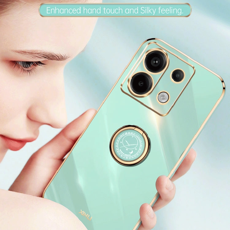 For Xiaomi Redmi Note 13 Pro XINLI Straight Edge 6D Electroplate TPU Phone Case with Ring Holder(White) - Xiaomi Cases by XINLI | Online Shopping UK | buy2fix