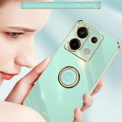 For Xiaomi Redmi Note 13 Pro XINLI Straight Edge 6D Electroplate TPU Phone Case with Ring Holder(White) - Xiaomi Cases by XINLI | Online Shopping UK | buy2fix