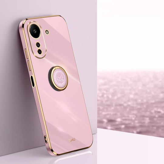 For Xiaomi Redmi 13C 4G XINLI Straight Edge 6D Electroplate TPU Phone Case with Ring Holder(Cherry Purple)