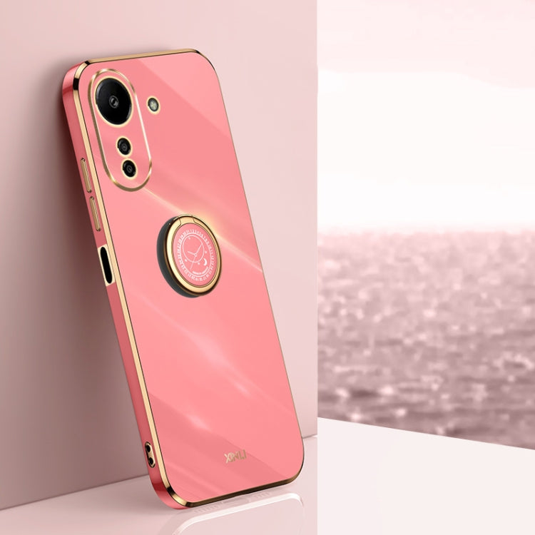 For Xiaomi Redmi 13C 4G XINLI Straight Edge 6D Electroplate TPU Phone Case with Ring Holder(Hawthorn Red) - Xiaomi Cases by XINLI | Online Shopping UK | buy2fix