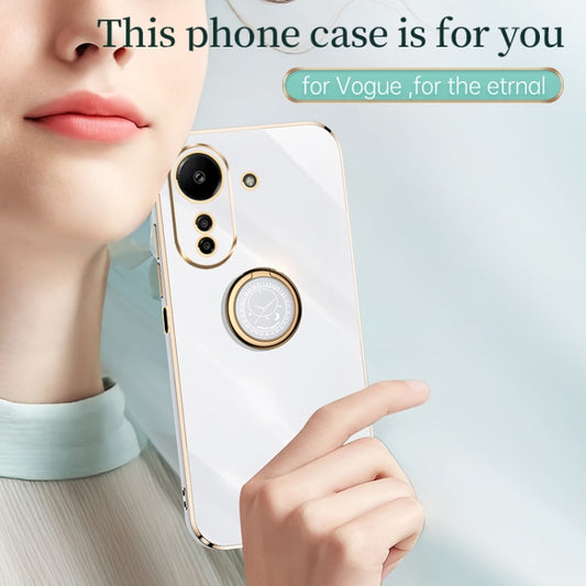 For Xiaomi Redmi 13C 4G XINLI Straight Edge 6D Electroplate TPU Phone Case with Ring Holder(White) - Xiaomi Cases by XINLI | Online Shopping UK | buy2fix
