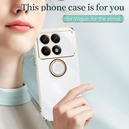 For Xiaomi Redmi K70 XINLI Straight Edge 6D Electroplate TPU Phone Case with Ring Holder(Hawthorn Red) - Xiaomi Cases by XINLI | Online Shopping UK | buy2fix