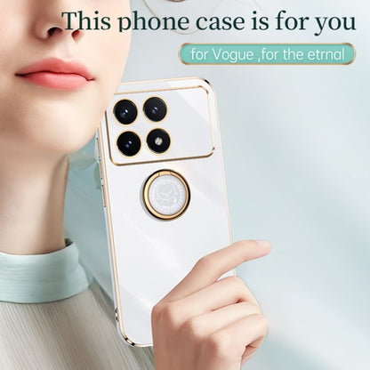 For Xiaomi Redmi K70E XINLI Straight Edge 6D Electroplate TPU Phone Case with Ring Holder(White) - Xiaomi Cases by XINLI | Online Shopping UK | buy2fix