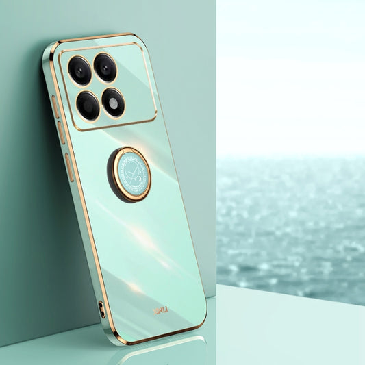 For Xiaomi Redmi K70E XINLI Straight Edge 6D Electroplate TPU Phone Case with Ring Holder(Mint Green) - Xiaomi Cases by XINLI | Online Shopping UK | buy2fix