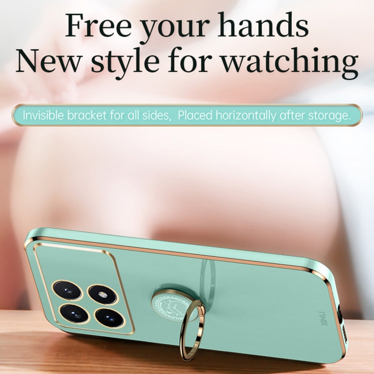 For Xiaomi Redmi K70E XINLI Straight Edge 6D Electroplate TPU Phone Case with Ring Holder(Mint Green) - Xiaomi Cases by XINLI | Online Shopping UK | buy2fix