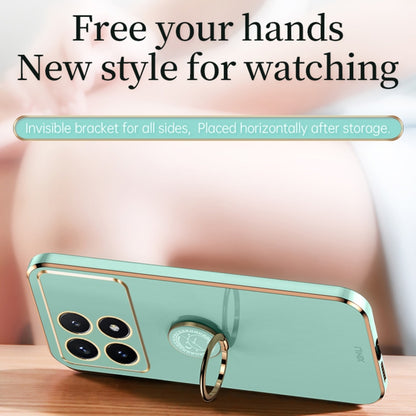 For Xiaomi Redmi K70E XINLI Straight Edge 6D Electroplate TPU Phone Case with Ring Holder(Mint Green) - Xiaomi Cases by XINLI | Online Shopping UK | buy2fix