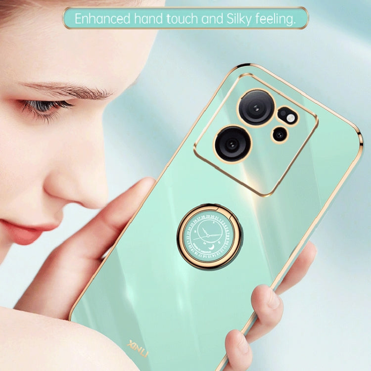 For Xiaomi Redmi K60 Ultra / Mi 13T XINLI Straight Edge 6D Electroplate TPU Phone Case with Ring Holder(Black) - Xiaomi Cases by XINLI | Online Shopping UK | buy2fix