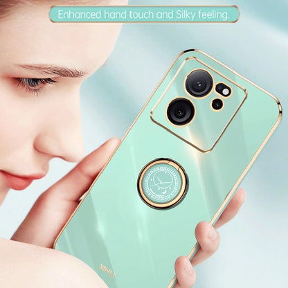 For Xiaomi Redmi K60 Ultra / Mi 13T XINLI Straight Edge 6D Electroplate TPU Phone Case with Ring Holder(Cherry Purple) - Xiaomi Cases by XINLI | Online Shopping UK | buy2fix