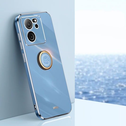 For Xiaomi Redmi K60 Ultra / Mi 13T XINLI Straight Edge 6D Electroplate TPU Phone Case with Ring Holder(Celestial Blue) - Xiaomi Cases by XINLI | Online Shopping UK | buy2fix