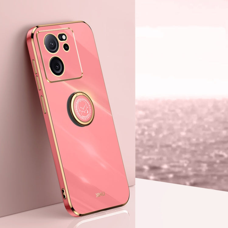 For Xiaomi Redmi K60 Ultra / Mi 13T XINLI Straight Edge 6D Electroplate TPU Phone Case with Ring Holder(Hawthorn Red) - Xiaomi Cases by XINLI | Online Shopping UK | buy2fix