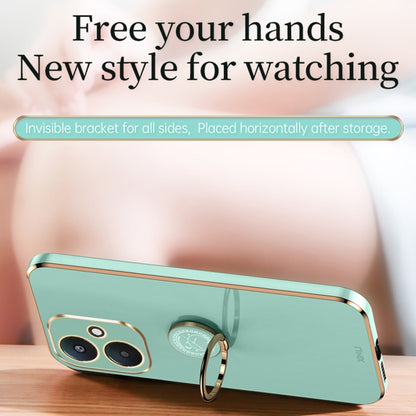 For Xiaomi Redmi 13C 5G XINLI Straight Edge 6D Electroplate TPU Phone Case with Ring Holder(Mint Green) - Xiaomi Cases by XINLI | Online Shopping UK | buy2fix