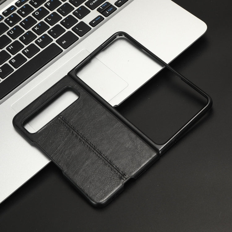 For Google Pixel Fold Sewing Cow Pattern Skin PC + PU + TPU Phone Case(Black) by buy2fix