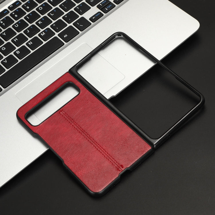 For Google Pixel Fold Sewing Cow Pattern Skin PC + PU + TPU Phone Case(Red) by buy2fix