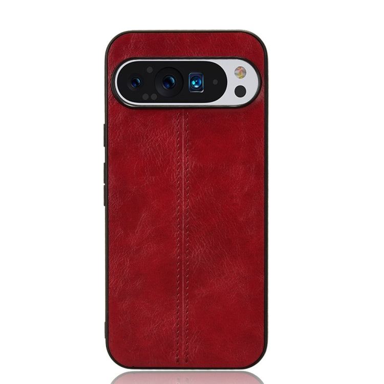 For Google Pixel 9 Pro Sewing Cow Pattern Skin PC + PU + TPU Phone Case(Red) by buy2fix