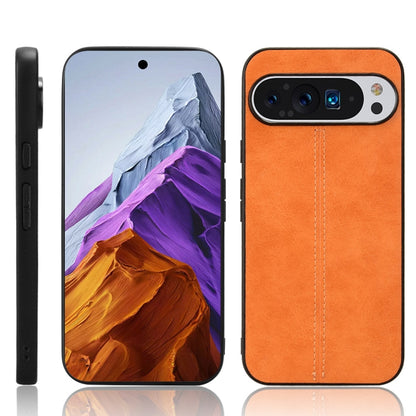 For Google Pixel 9 Pro Sewing Cow Pattern Skin PC + PU + TPU Phone Case(Orange) by buy2fix
