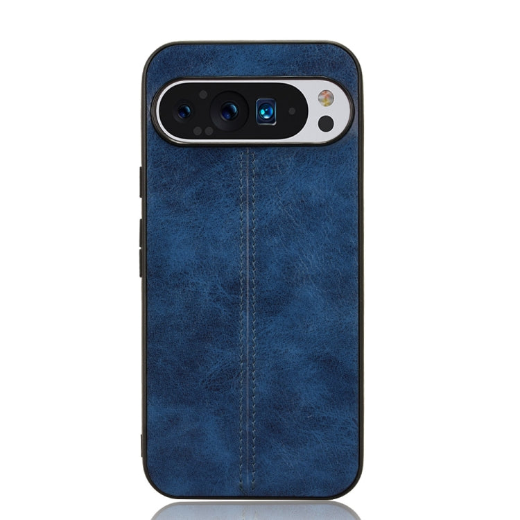 For Google Pixel 9 Pro Sewing Cow Pattern Skin PC + PU + TPU Phone Case(Blue) by buy2fix
