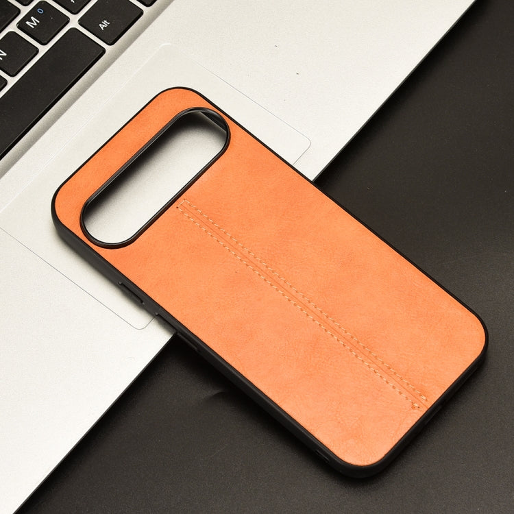 For Google Pixel 9 Sewing Cow Pattern Skin PC + PU + TPU Phone Case(Orange) by buy2fix