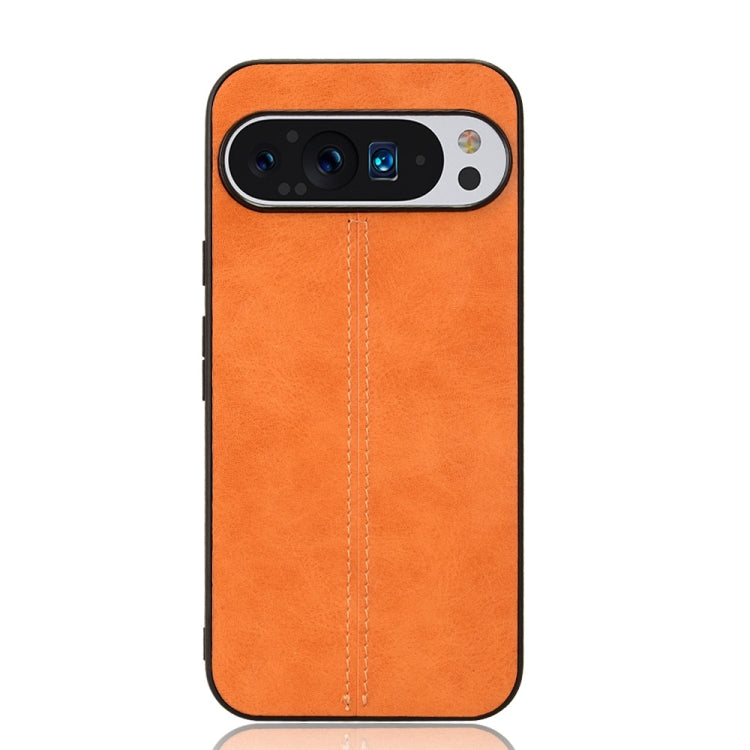 For Google Pixel 9 Sewing Cow Pattern Skin PC + PU + TPU Phone Case(Orange) by buy2fix