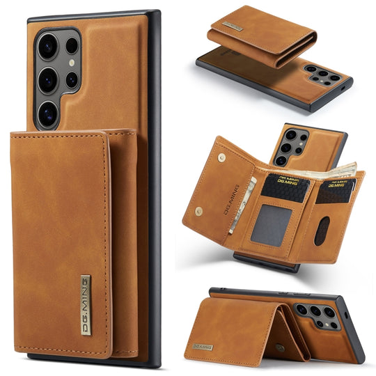 For Samsung Galaxy S24 Ultra 5G DG.MING M1 Series 3-Fold Multi Card Wallet + Magnetic Phone Case(Brown)