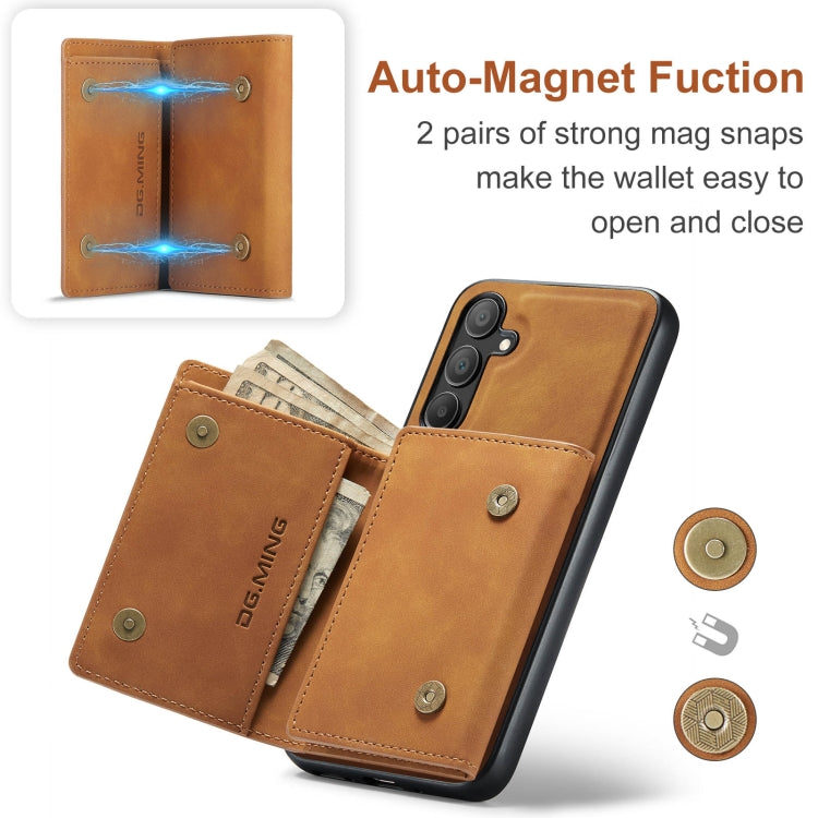 For Samsung Galaxy A15 5G / A15 4G DG.MING M1 Series 3-Fold Multi Card Wallet + Magnetic Phone Case(Brown) - Galaxy Phone Cases by DG.MING | Online Shopping UK | buy2fix