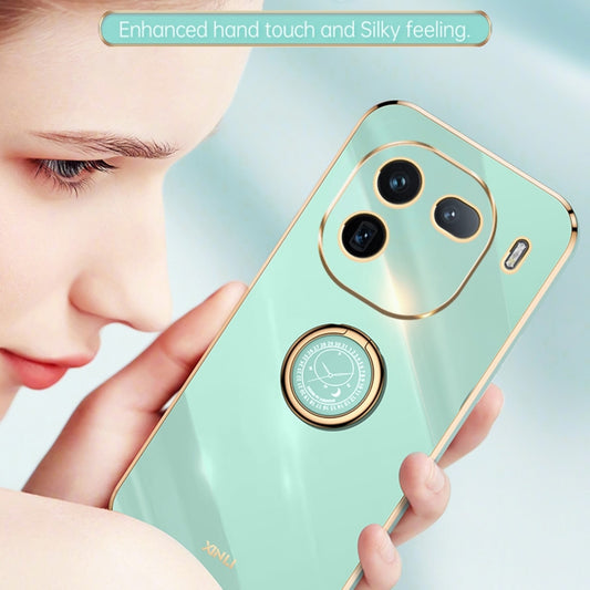 For vivo iQOO 12 5G XINLI Straight Edge 6D Electroplate TPU Phone Case with Ring Holder(Cherry Purple) - vivo Cases by XINLI | Online Shopping UK | buy2fix