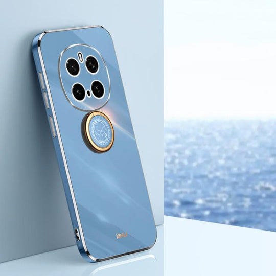 For Honor Magic7 Pro XINLI Straight Edge 6D Electroplate TPU Phone Case with Ring Holder(Celestial Blue)