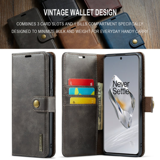 For OnePlus 12 DG.MING Crazy Horse Texture Detachable Magnetic Leather Case(Grey) - OnePlus Cases by DG.MING | Online Shopping UK | buy2fix