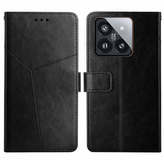 For Xiaomi 14 Pro Y-shaped Pattern Flip Leather Phone Case(Black) - Xiaomi 14 Pro Cases by buy2fix | Online Shopping UK | buy2fix