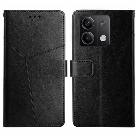 For Xiaomi Redmi Note 13 4G Y-shaped Pattern Flip Leather Phone Case(Black) - Xiaomi Cases by buy2fix | Online Shopping UK | buy2fix