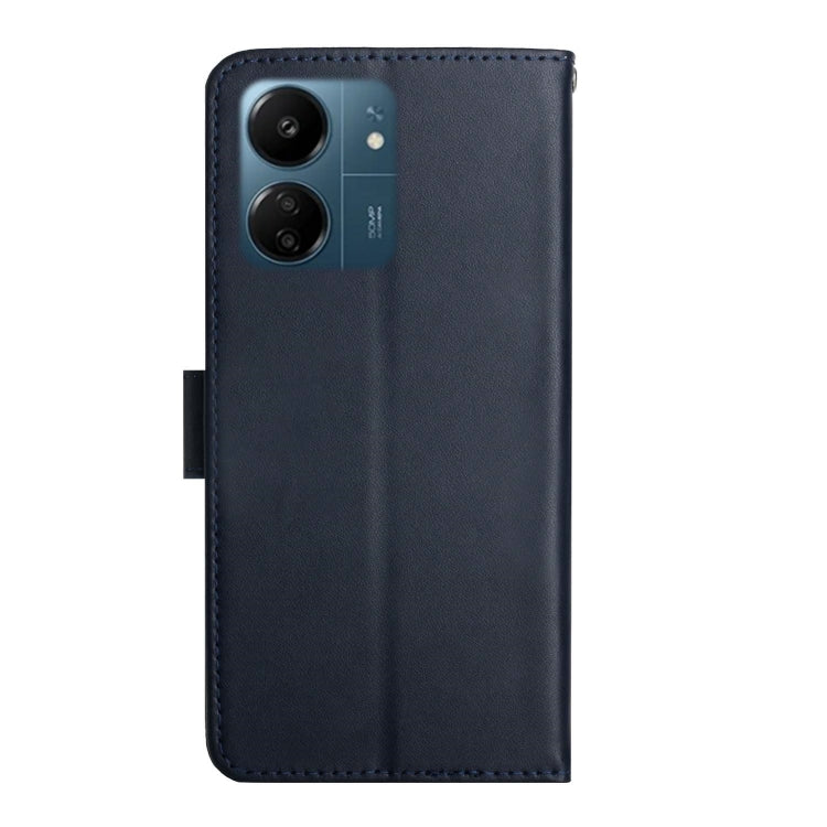 For Xiaomi Redmi 13C 4G Genuine Leather Fingerprint-proof Flip Phone Case(Blue) by buy2fix
