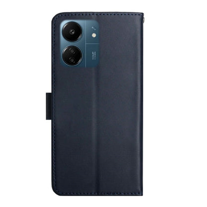For Xiaomi Redmi 13C 4G Genuine Leather Fingerprint-proof Flip Phone Case(Blue) by buy2fix