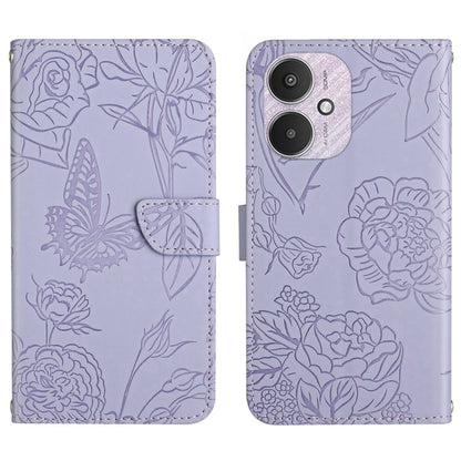 For Xiaomi Redmi 13C 5G Skin Feel Butterfly Embossed Flip Leather Phone Case(Purple) by buy2fix