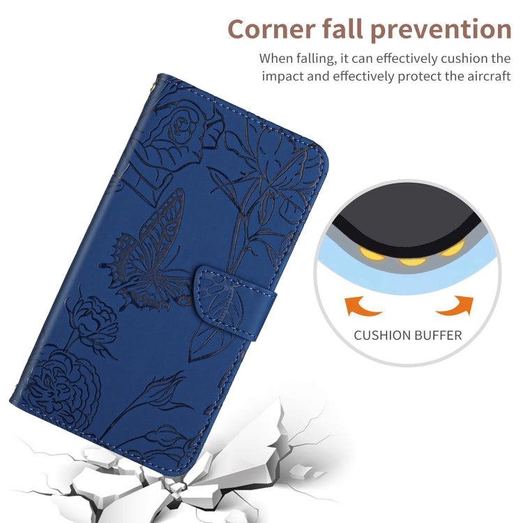 For Xiaomi 14 Ultra Skin Feel Butterfly Embossed Flip Leather Phone Case(Blue) - Xiaomi 14 Ultra Cases by buy2fix | Online Shopping UK | buy2fix