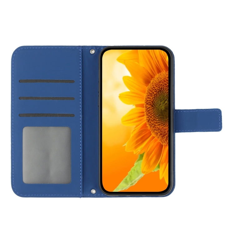 For Xiaomi Redmi 13C 4G Skin Feel Sun Flower Embossed Flip Leather Phone Case with Lanyard(Dark Blue) by buy2fix