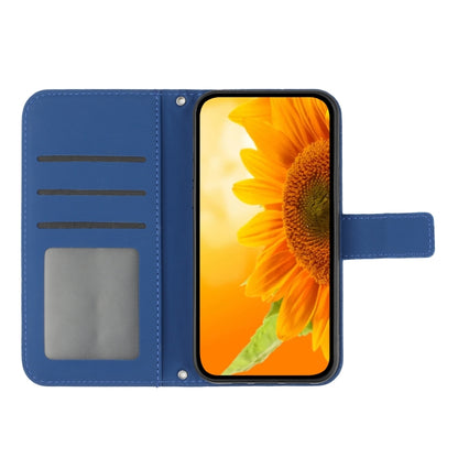 For Xiaomi 14 Skin Feel Sun Flower Embossed Flip Leather Phone Case with Lanyard(Dark Blue) - Xiaomi Cases by buy2fix | Online Shopping UK | buy2fix