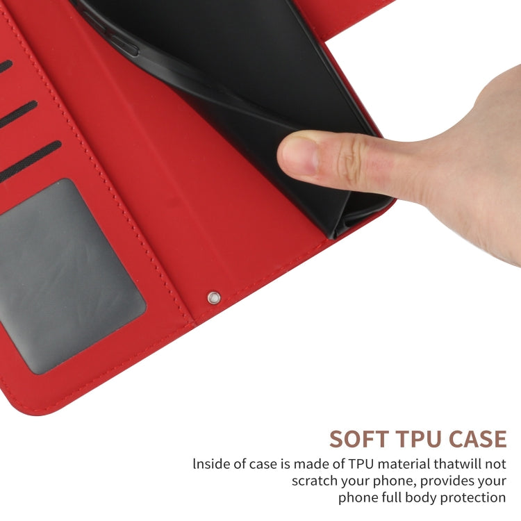For Xiaomi 14 Skin Feel Sun Flower Embossed Flip Leather Phone Case with Lanyard(Red) - Xiaomi Cases by buy2fix | Online Shopping UK | buy2fix