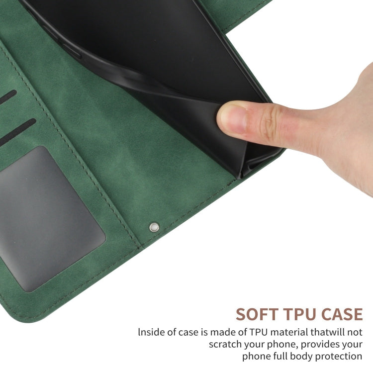 For Xiaomi Redmi 13C 5G Skin Feel Sun Flower Embossed Flip Leather Phone Case with Lanyard(Green) by buy2fix