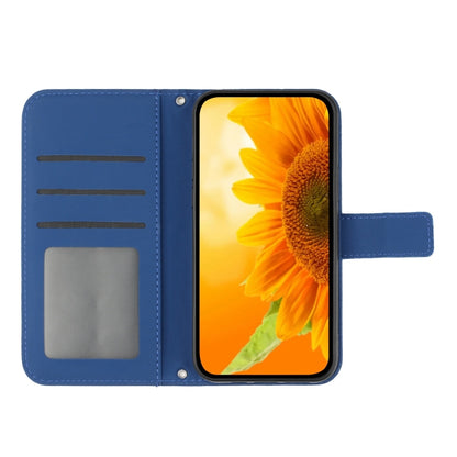 For Xiaomi Redmi 13C 5G Skin Feel Sun Flower Embossed Flip Leather Phone Case with Lanyard(Dark Blue) by buy2fix