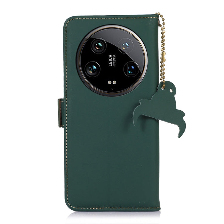 For Xiaomi 14 Ultra Genuine Leather Magnetic RFID Leather Phone Case(Green) - Xiaomi 14 Ultra Cases by buy2fix | Online Shopping UK | buy2fix