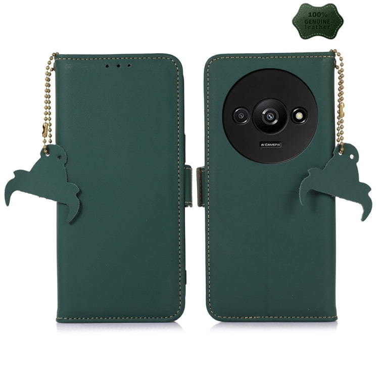 For Xiaomi Redmi A3 Genuine Leather Magnetic RFID Leather Phone Case(Green) by buy2fix