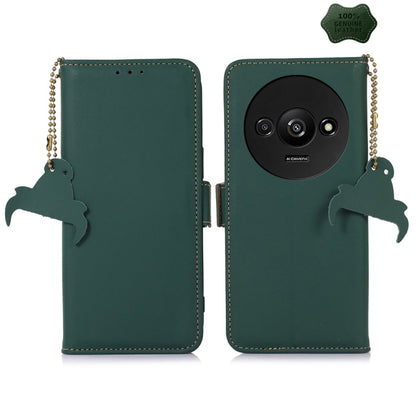 For Xiaomi Redmi A3 Genuine Leather Magnetic RFID Leather Phone Case(Green) by buy2fix