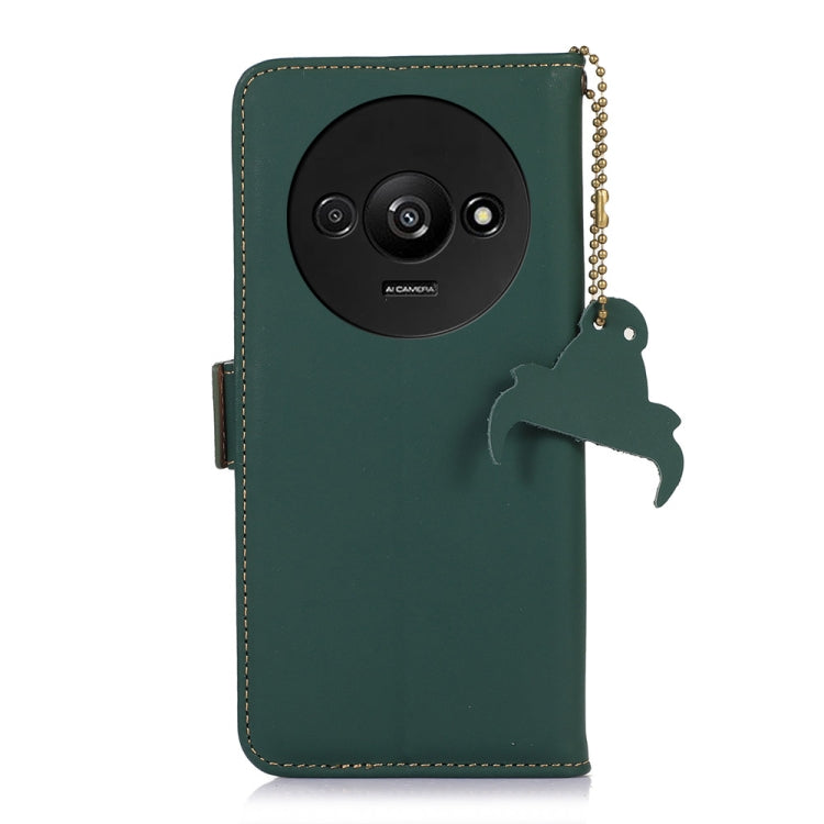 For Xiaomi Redmi A3 Genuine Leather Magnetic RFID Leather Phone Case(Green) by buy2fix