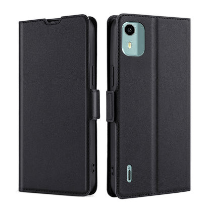For Nokia C12 Ultra-thin Voltage Side Buckle Horizontal Flip Leather Phone Case(Black) by buy2fix