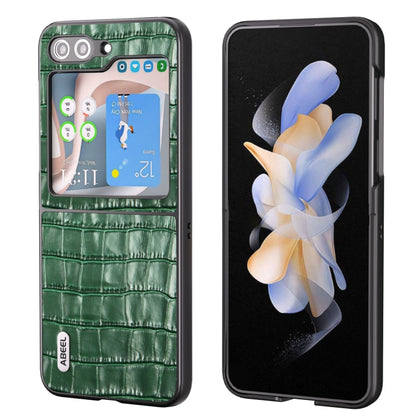 For Samsung Galaxy Z Flip5 ABEEL Crocodile Texture Genuine Leather Phone Case(Green) by buy2fix