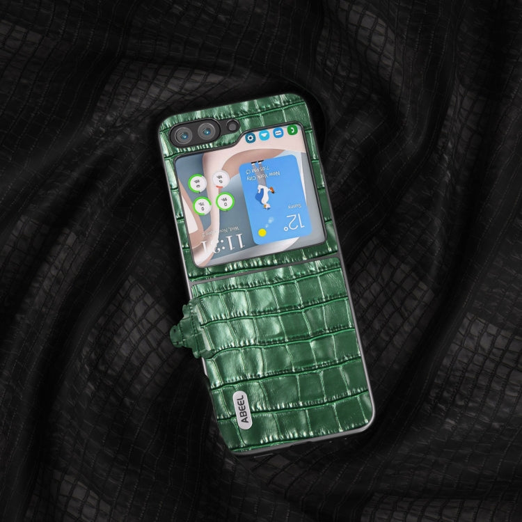 For Samsung Galaxy Z Flip5 ABEEL Crocodile Texture Genuine Leather Phone Case(Green) by buy2fix