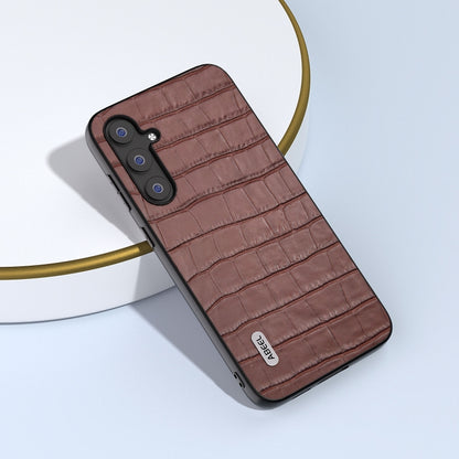 For Samsung Galaxy S23 FE 5G ABEEL Crocodile Texture Genuine Leather Phone Case(Brown) by buy2fix