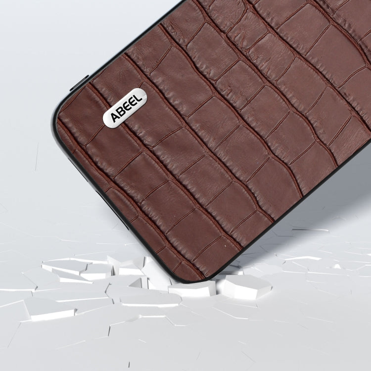 For Samsung Galaxy S23 FE 5G ABEEL Crocodile Texture Genuine Leather Phone Case(Brown) by buy2fix