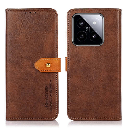 For Xiaomi 14 Pro KHAZNEH Cowhide Texture Flip Leather Phone Case(Brown) - Xiaomi 14 Pro Cases by buy2fix | Online Shopping UK | buy2fix